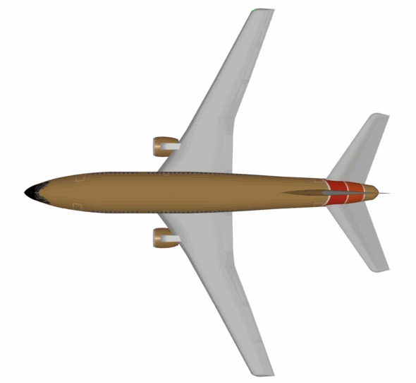  Fuselage of a Boeing 737 shown in brown.